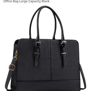 Black Office Bag with Gold Accents